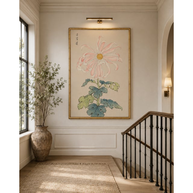 Pink Spider Chrysanthemum by Hasegawa Japanese Botanical Art Print, 40" X 60" For Sale - Image 9 of 10