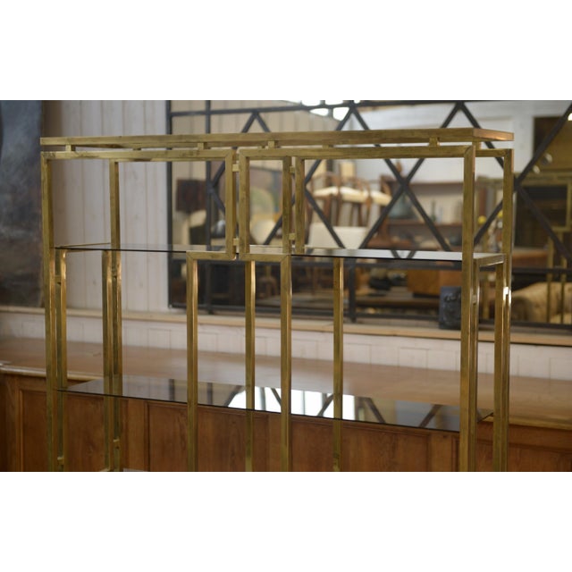 Black Brass, Lacquered Wood and Smoked Glass Shelf from Kim Moltzer, 1970s For Sale - Image 8 of 13
