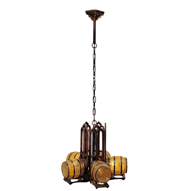 Custom Replication of 1930s Tavern Keg and Barrel Chandelier by Gill Glass for Wine Cellars and Taverns For Sale - Image 9 of 16