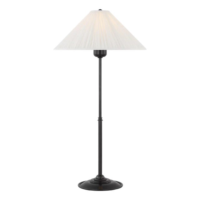 Amber Lewis by Visual Comfort Signature Soren 23" Table Lamp in Bronze with Silk Pleated Shade For Sale