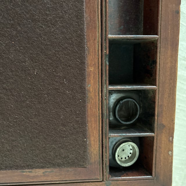 Wood Antique Mahogany Travel Desk C. 1860-1890 With Hidden Compartment and Original Ink Wells For Sale - Image 7 of 12
