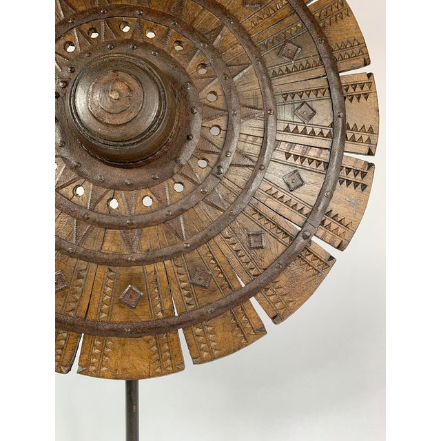 Wood Hand Carved Wooden Yarn Winder on Custom Stand For Sale - Image 7 of 10