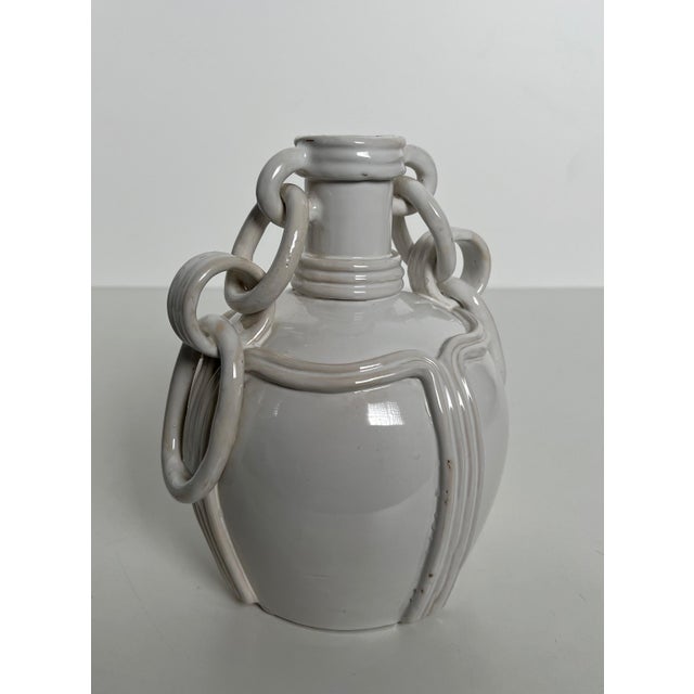 White Glazed Ceramic Vase. French Work. Signed. Circa 1970 For Sale - Image 6 of 12