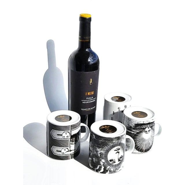 1980s Piero Fornasetti Julia Collection Coffee Cups for Rosenthal - Set of 4 For Sale - Image 9 of 10