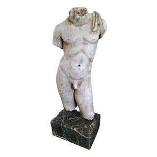 Greek Thassos and Black Imperial Marble Male Torso, 18th Century For Sale
