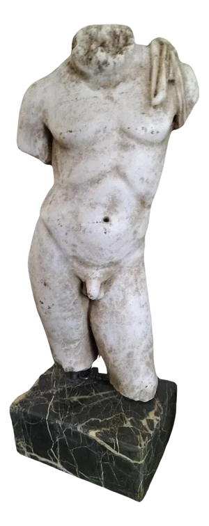 Greek Thassos and Black Imperial Marble Male Torso, 18th Century