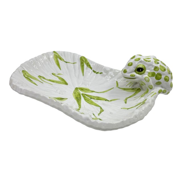 1970s Handpainted Ceramic Frog Soap Tray -Made in Italy For Sale