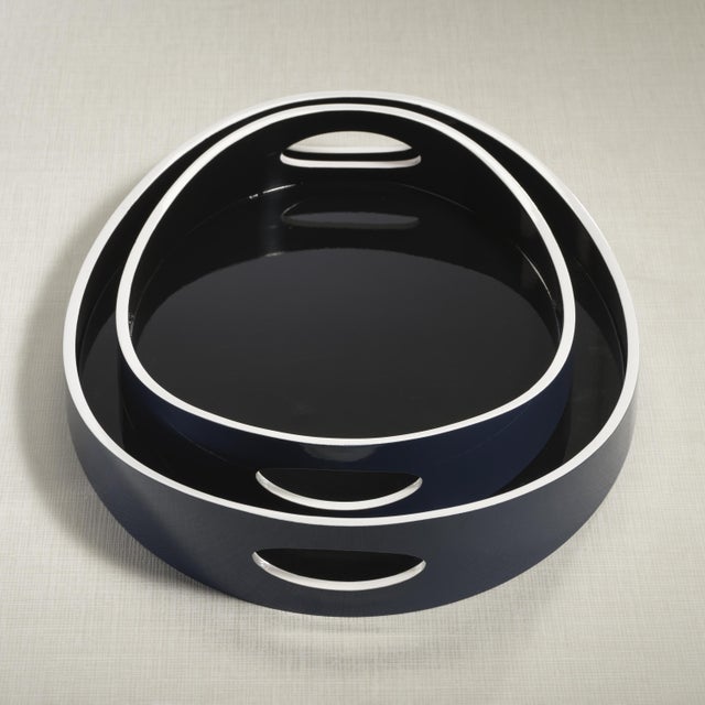 2020s Noir Marine Lacquered Serving Tray, Large For Sale - Image 5 of 6