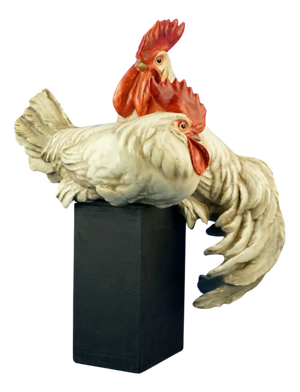 Large 20th Century Sculpture of a Pair of Roosters in Stoneware Ceramic by Guido Cacciapuoti, Italy