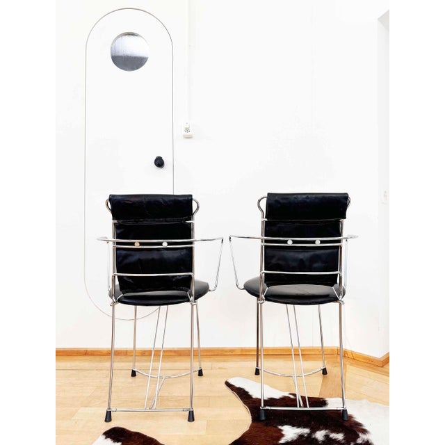 Antonio Citterio Eridiana Leather + Metal Chairs, Xilitalia, Italy, 1980s, Set 6 For Sale - Image 12 of 12