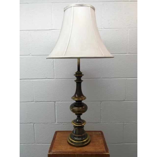 Solid Brass Bulbous Table Lamp With Shade From Westwood For Sale - Image 14 of 14
