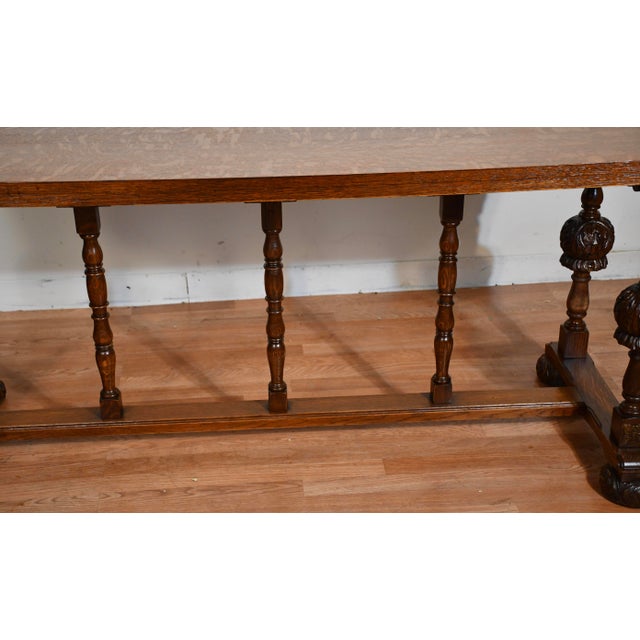 1900s Antique Tiger Oak Jacobean Style Console Table, Library Table, Desk For Sale - Image 6 of 13