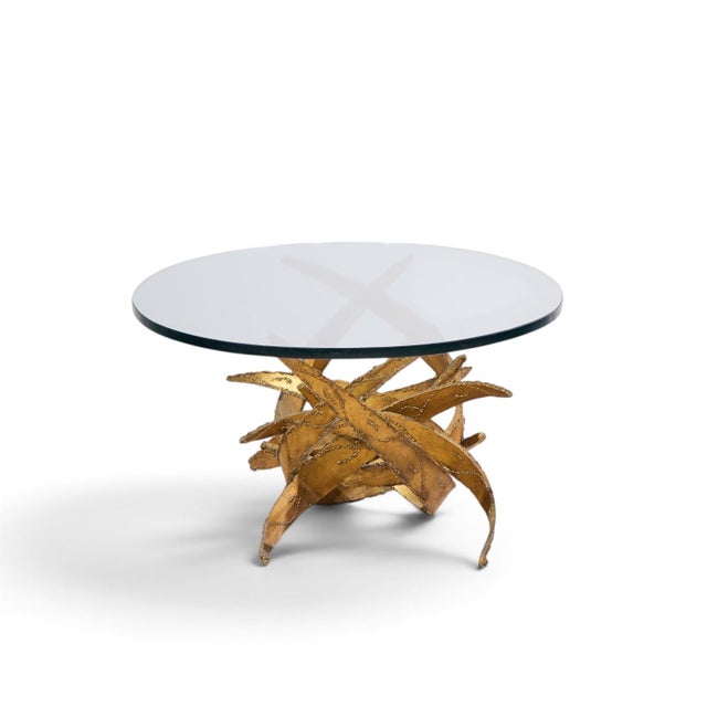 Mid 20th Century Silas Seandel Brutalist Mid Century Glass and Gilt Bronze Coffee Table For Sale - Image 5 of 9