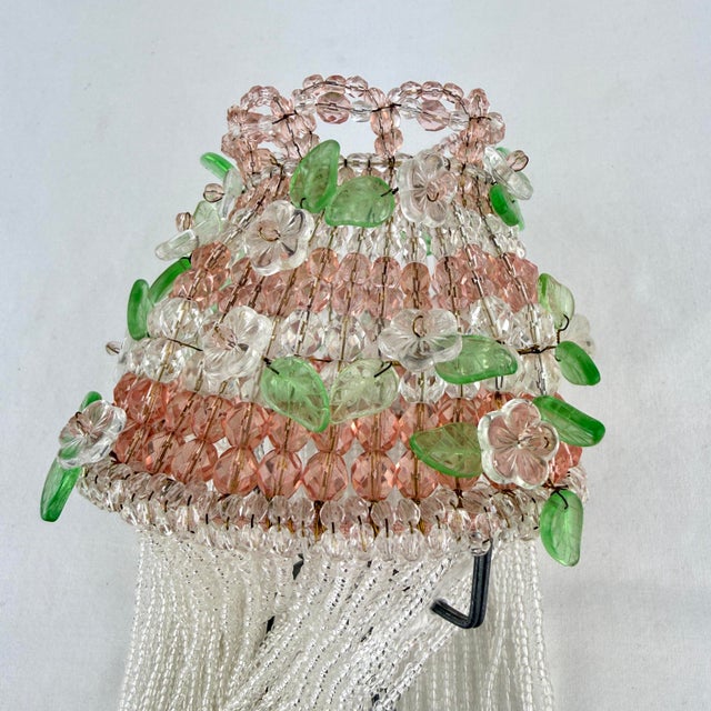 Vintage Art Deco Czech Beaded Lamp Shade For Sale - Image 4 of 11