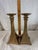 Mid-Century Modern Pair of Vintage Indian Brass Geometric Candlesticks 11” For Sale - Image 3 of 9