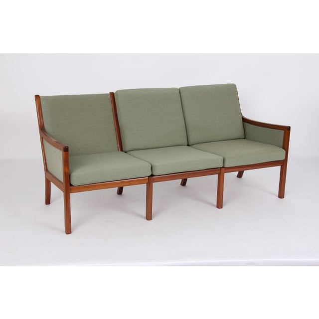Danish Three-Seater Sofa in Mahogany and Wool Fabric by Ole Wanscher for Poul Jeppesens Møbelfabrik, 1960s For Sale - Image 3 of 13