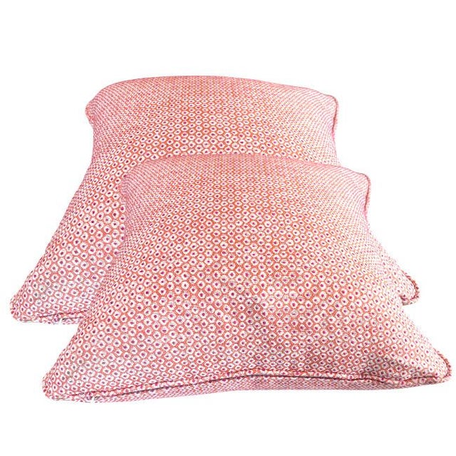Pair of 22'' Indoor/Outdoor Coral Thibaut Pillows For Sale - Image 4 of 5