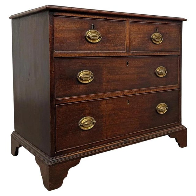 A handsome late 18th-century English Georgian chest of drawers, finely crafted from mahogany and particularly desirable...