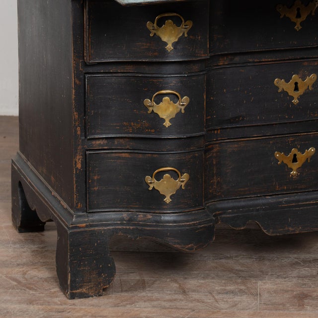 Black Late 18th Century Danish Black Painted Oak Secretary Bureau For Sale - Image 8 of 10