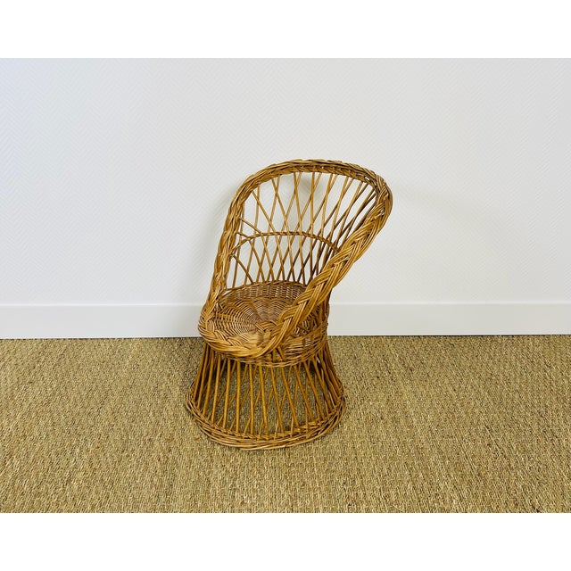 Vintage Handcrafted Rattan Children's Armchair, 1960s For Sale - Image 4 of 11