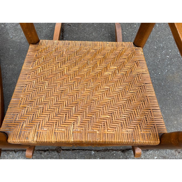 Brown Vintage Bamboo Carolina Cane Rocking Chairs - A Pair For Sale - Image 8 of 17