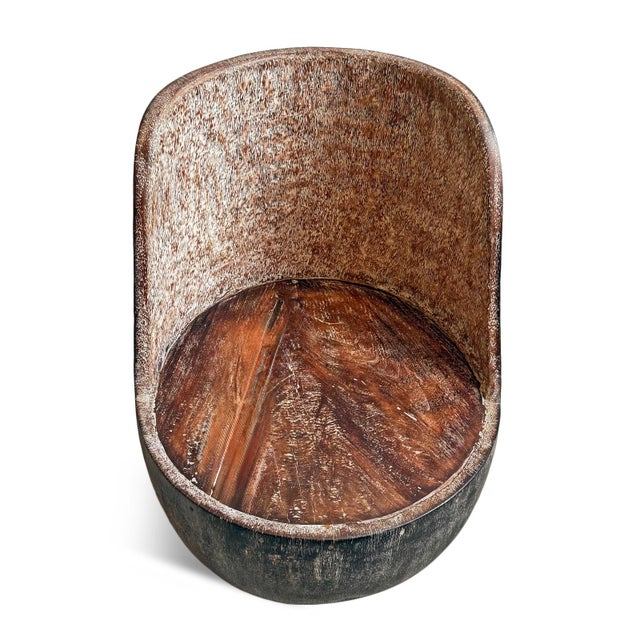 Contemporary Organic Modern Vintage Wash Coconut Palm Chair For Sale - Image 3 of 5