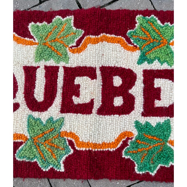Vintage Hooked Wool "Quebec" Fiber Art Wall Hanging For Sale - Image 4 of 9