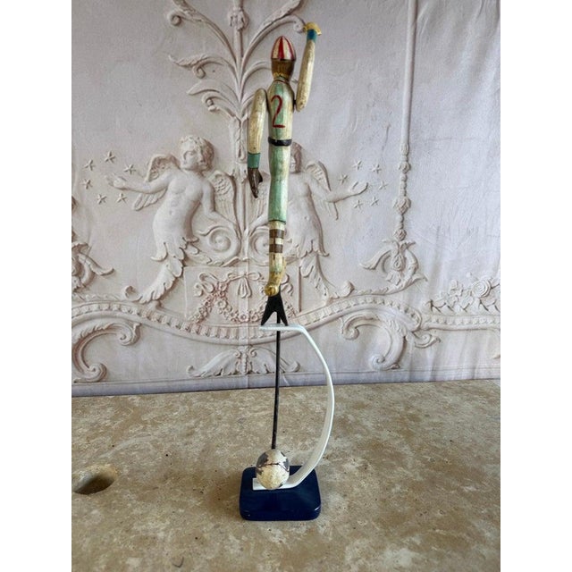 Metal Vintage Folk Art Balancing Baseball Player Kinetic Sculpture For Sale - Image 7 of 9