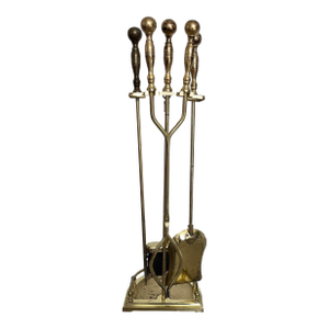 Vintage Neoclassical Metal Fire Tools-5 Piece Set