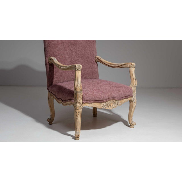 Antique White 19th Century France Louis XIV Antique White Wood Armchair For Sale - Image 8 of 10