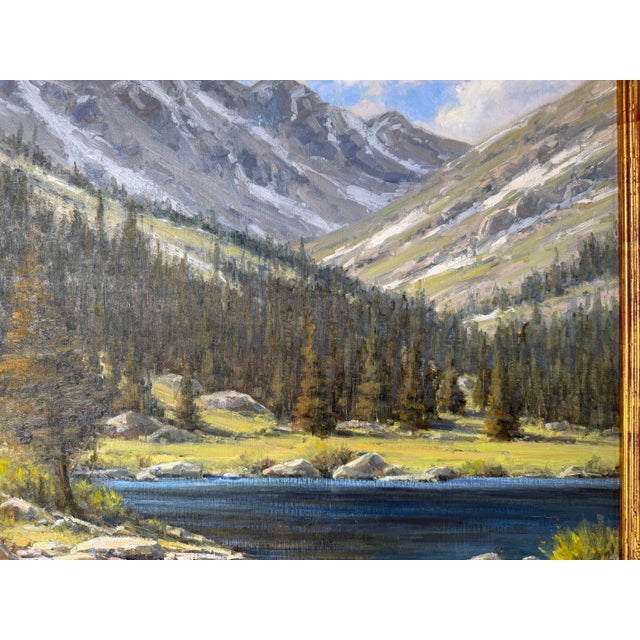 2000 - 2009 2001 Dan Young “Frying Pan Lake” Original Landscape Oil on Masonite Painting – Gilt Wood Framed For Sale - Image 5 of 12