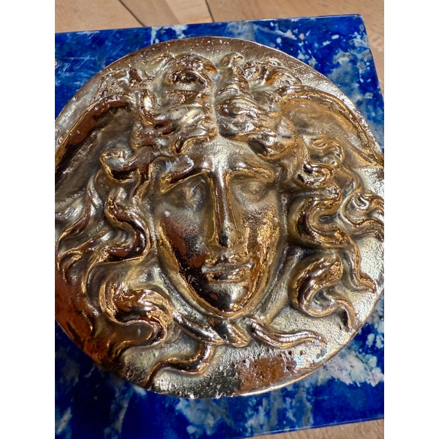 1960s Italian Lapis Lazuli and Gilt Bronze Medusa Plaque, Gioielleria Tarascio, Rome For Sale - Image 9 of 9