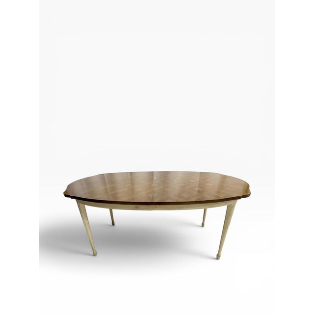 1970s Walnut French Provincial Walnut Dining Table With Parquetry For Sale - Image 4 of 14