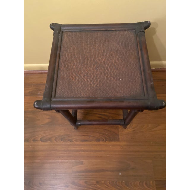 Wood 1980s Set of 3 Pagoda Style Bamboo Nesting Tables For Sale - Image 7 of 10