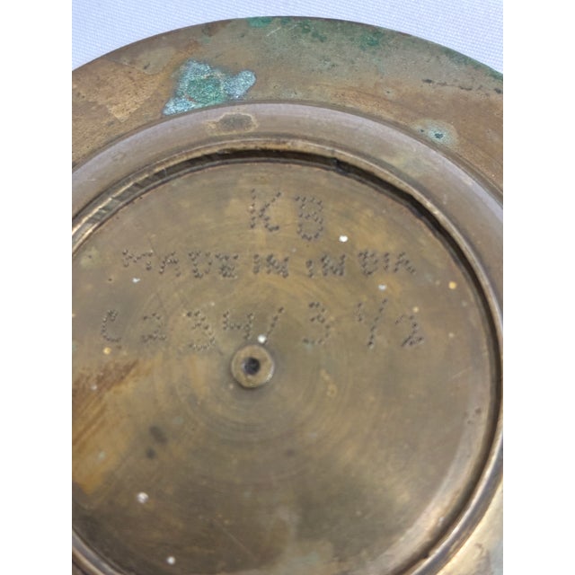 Metal Vintage Indian Brass Trinket Dish With Etched Floral Detail For Sale - Image 7 of 8