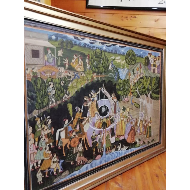 South Asian Silk Painting, 1960s For Sale - Image 4 of 16