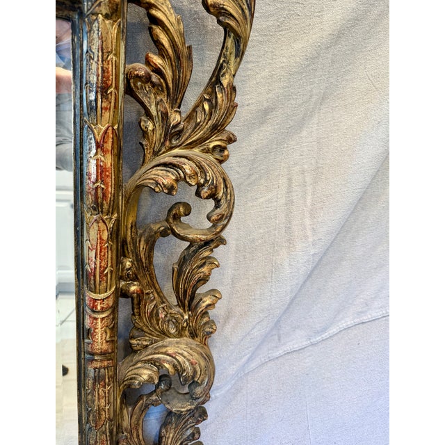 1950s Rococo Style Carved Giltwood Wall Mirror 34" X 43" For Sale - Image 5 of 7