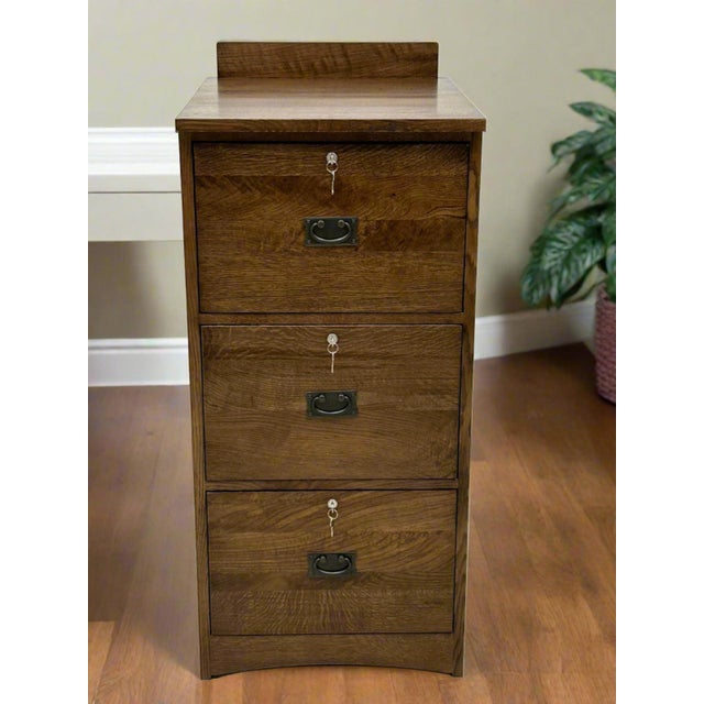 2020s Mission Solid Oak 3 Drawer File Cabinet For Sale - Image 5 of 7