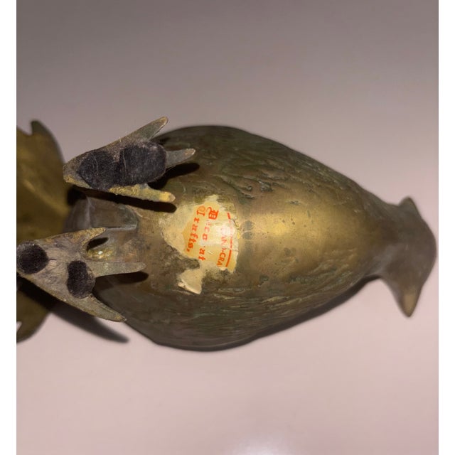 Mid 20th Century Solid Brass Sculpture of a Pheasant Bird For Sale - Image 4 of 8