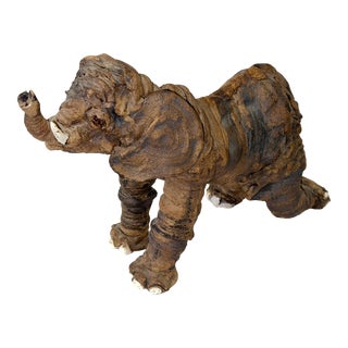 Wonderful Whimsical Hand Built Pottery Elephant For Sale
