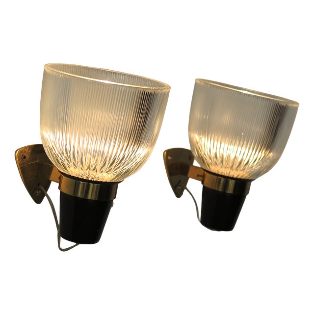 Glass LP5 Wall Lamps by Ignazio Gardella for Azucena, Italy, 1960s, Set of 2 For Sale
