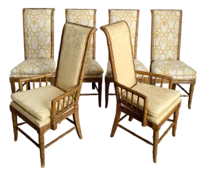 Mid Century Chiboiserie Faux Bamboo Dining Chairs by American of Martinsville - Set of 6