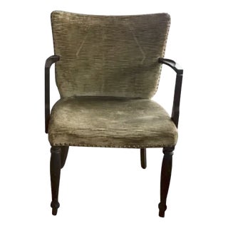 Mid Century Arm Chair With Velvet Nail Heads For Sale