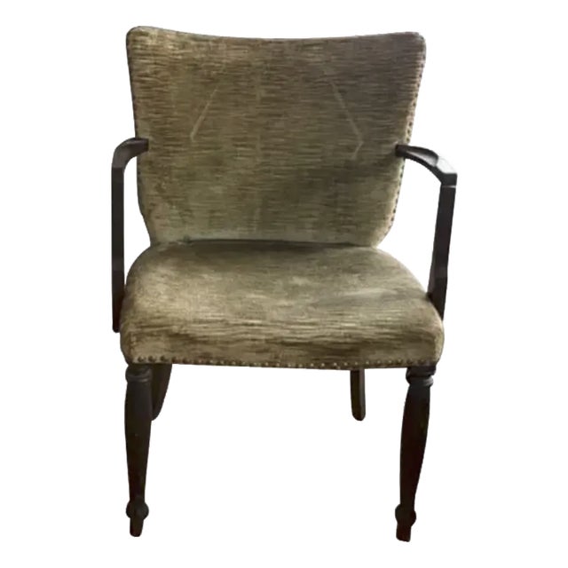 Mid Century Arm Chair With Velvet Nail Heads For Sale
