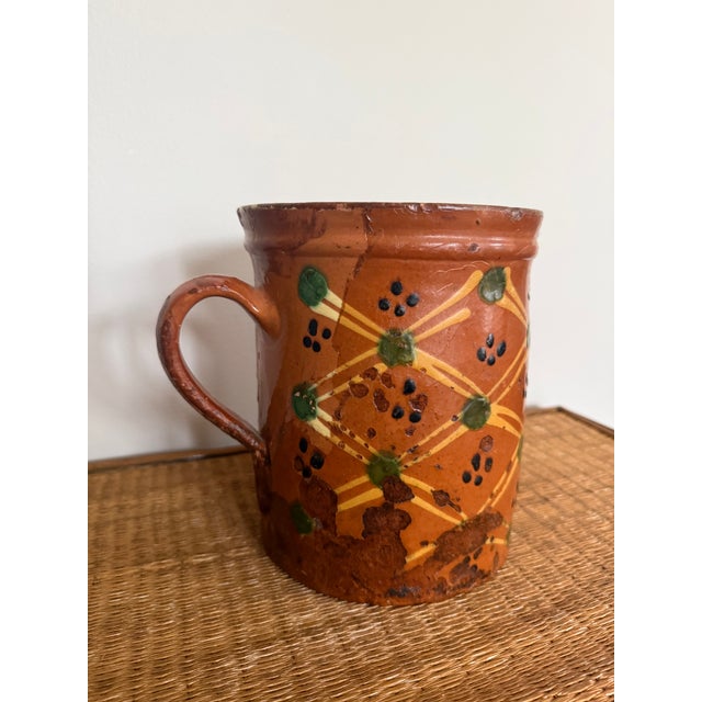 French Provincial Antique French Savoie Glazed Jaspe Earthenware Pitcher For Sale - Image 3 of 7