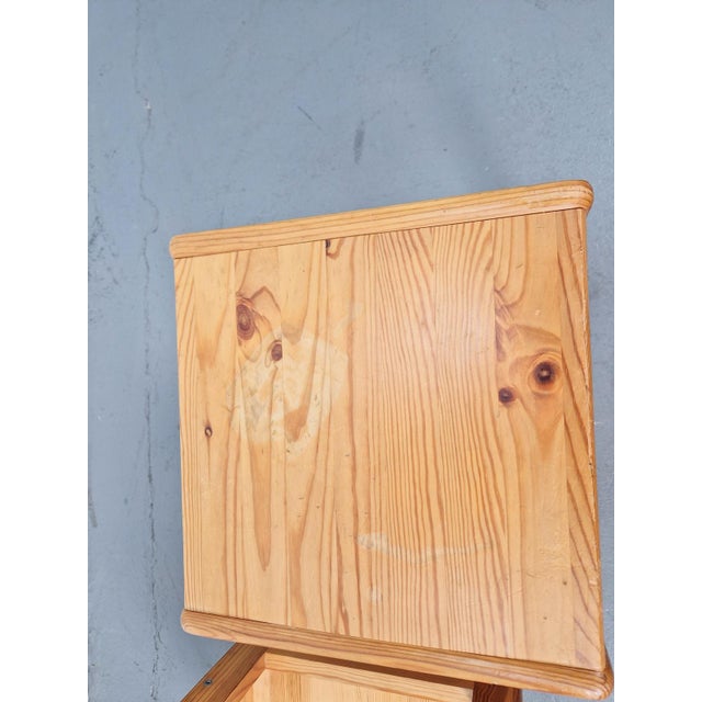 Wood Pine Children's Table Chairs attributed to Marcel Gascoin, France, 1970s, Set of 2 For Sale - Image 7 of 9