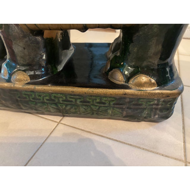 Glazed Terra Cotta Elephant Garden Seats--a Pair For Sale - Image 10 of 12