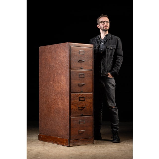 c. 1920s; (likely) The Globe-Wernicke Co. - Cincinnati, OH Antique oak document cabinet. This piece features four drawers...