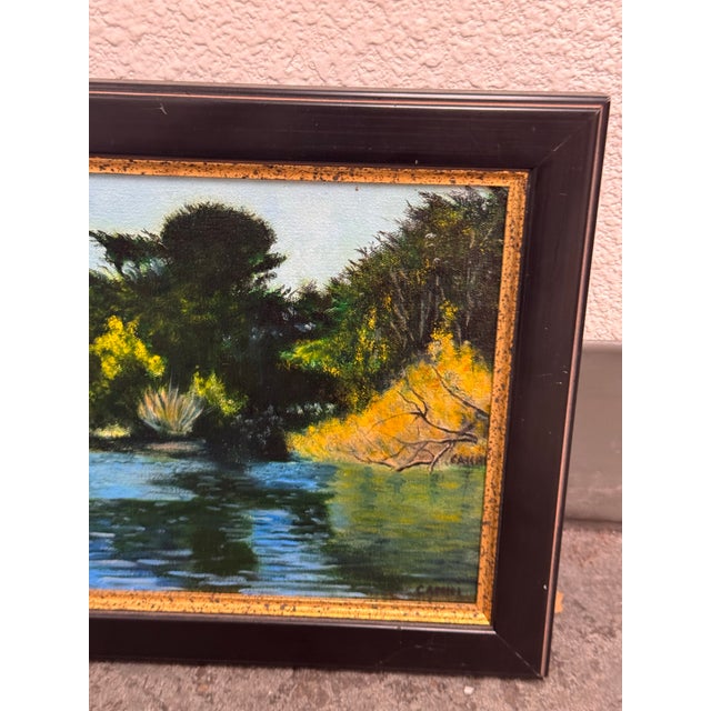 Signed Camhi Lakeside Landscape Original Oil Painting For Sale In San Francisco - Image 6 of 12