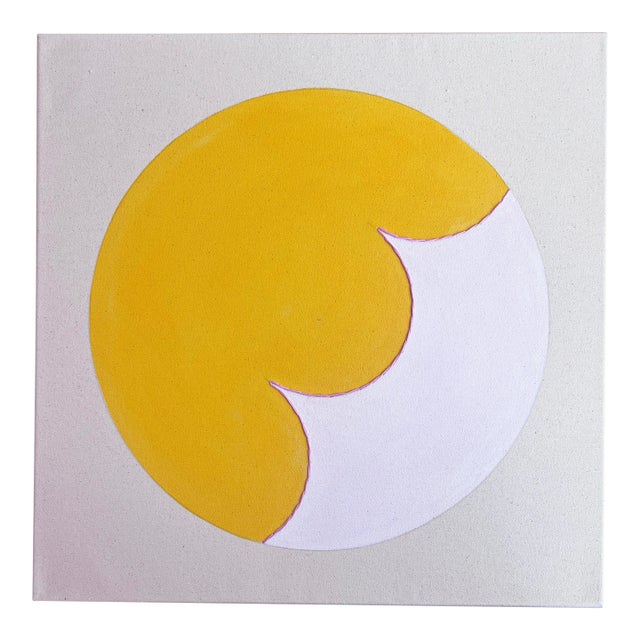 Original Painting | Abstract Flower Painting Yellow and Pink by Emily Keating Snyder, 20 X 20 In. For Sale